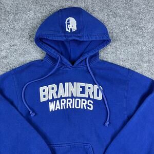 Pennant Hoodie Mens 2XL Brainerd Warriors Blue Pullover Fleece School Spirit